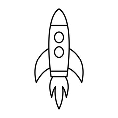 Rocket ship icon. Space travel. Start up business concept. Creative idea symbol. Flying cosmos shuttle, rocket ship taking off. - 781425991