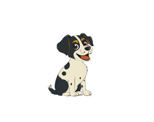 Vector illustration of a cute cartoon dog in a sitting pose and smiling