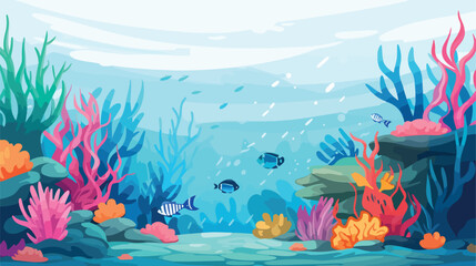 Fototapeta na wymiar Illustration of a sea with colorful coral reefs and