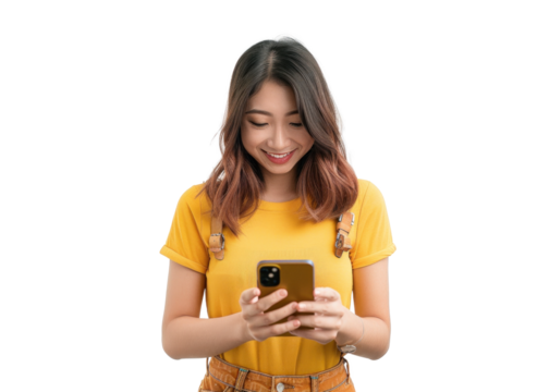 Southeast Asian Woman Texting on Smartphone