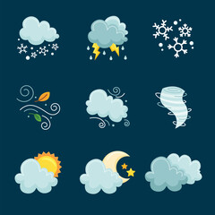Flat design of weather effects