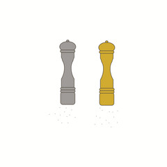 Brown Wood Pepper Mill and Salt Mill Vector