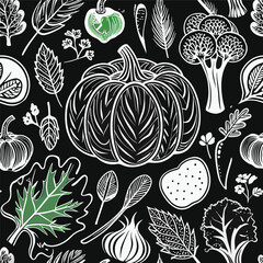 Wholesome Delights: A Mesmerizing Hand-Drawn Illustration of Vibrant Vegetables