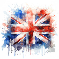Watercolor Colorful British Flag Illustration, Generative Ai