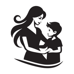 Mother daughter silhouette,Mother and Son silhouette,
vector, svg, EPS, png, Logo