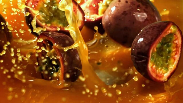 Super slow motion passion fruit. High quality FullHD footage