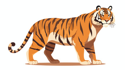 Illustration of a tiger on a white background 2d fl