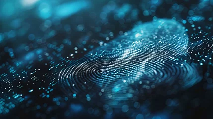 Fotobehang Digital security concept, electronic fingerprint on a scanning screen © Zaleman