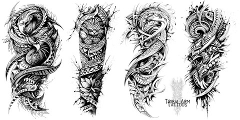 AI Tribal Arm Tattoos black and white 1
