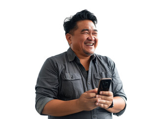 Southeast Asian Man Smiling with Phone
