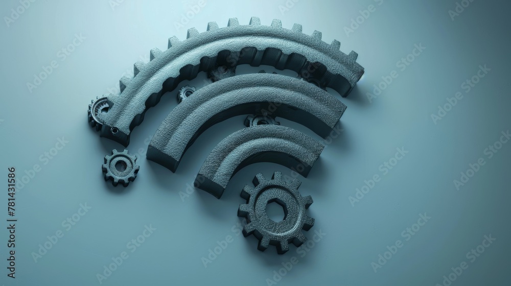 Poster symbol for industry 4.0 or the internet of things (iot), featuring a wifi sign combining advanced te