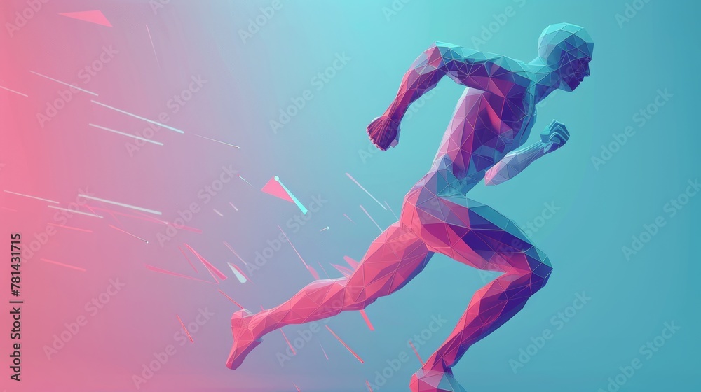 Poster This futuristic style running man uses low polygons