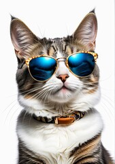 cat adorned with sunglasses. AI generated