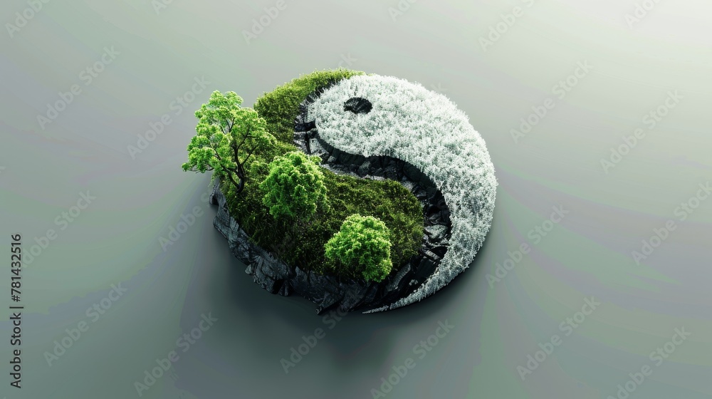 Leinwandbilder ecosystem element and yin yang symbol combined with ecology system concept