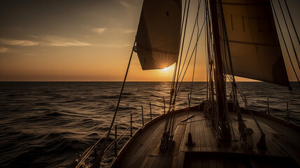 sunset over the ocean, sailing