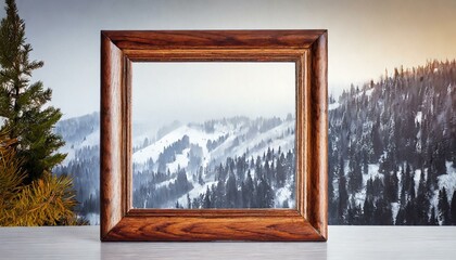 Classic wooden frame on white background