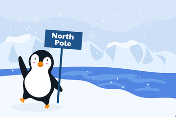 Flat winter season north pole background