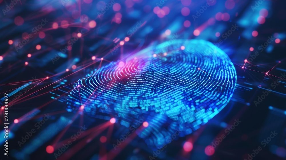 Aufkleber Security access biometrics identification using fingerprint scanning is provided through Business Technology Safety Internet Network Ui.