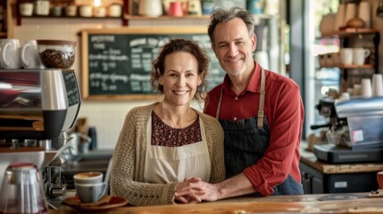 Fototapeta premium Owners of a Cozy Coffee Shop