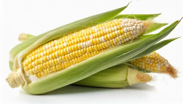 Shucked ear of corn Isolate on white background