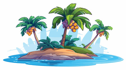 Fototapeta na wymiar Illustration of coconut tree on island 2d flat cart