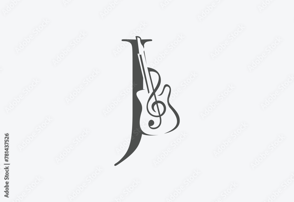 Wall mural Music icon with latter J logo design creative concept