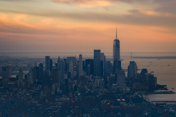 Sunset view from a skyscraper in New York (USA)