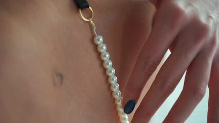 naked sexy stripper woman touching perfect skin, nude female stroking pubis and belly, sensual girl petting body