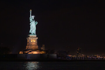 Statue of liberty at night in New York City (USA)