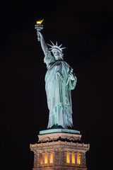 Statue of liberty at night in New York City (USA)