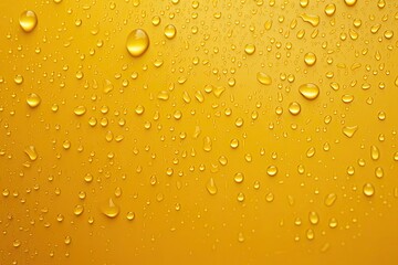 Water droplets on a yellow surface