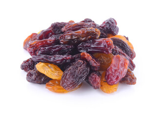 Raisins isolated on white background.