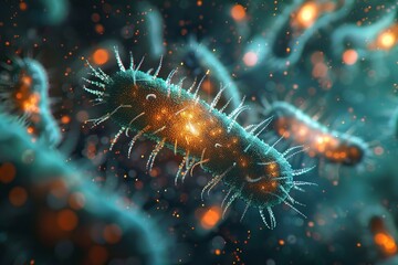 3D depiction of the background of typhoid bacteria.