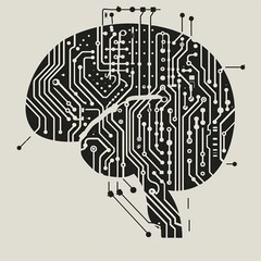 The cyborg's brain featured a complex circuit board, enhancing its digital human capabilities through artificial intelligence.