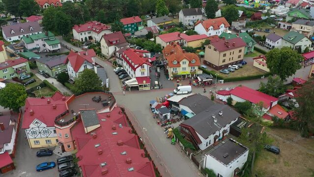 Downtown Rowy Ulica Nadmorska Rybacka Aerial View Poland