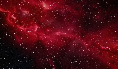 Mesmerizing red nebula with twinkling stars in deep space