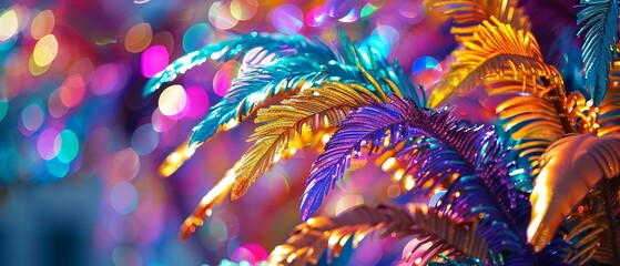 sideview mardi gras palm trees - obrazy, fototapety, plakaty