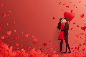 Dive into Artistic Expressions of Love: Girlfriend and Boyfriend Illustrations, Traditional Love Symbols, and Happy Designs. - obrazy, fototapety, plakaty