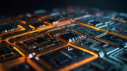 Premium quality Generative AI illustration, fantasy digital art digital database cyber technology in closeup