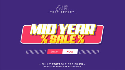 editable mid year sale text effect.typhography logo