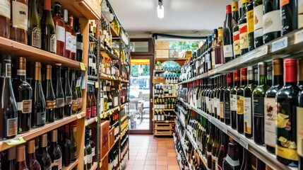 Interior of classic enoteca with great wine assortment