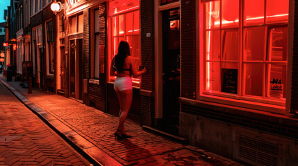 Female prostitute in the street - obrazy, fototapety, plakaty