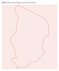 Chad plain country map. Low Details. Outline style. Shape of Chad. Vector illustration.