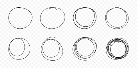 Vector hand drawn circles on transparent background