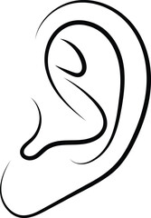 The Human Ear. Simple Hand Drawn Line Illustration