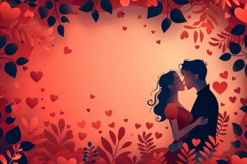 Bright Art and Idyllic Emotions in Romantic Illustrations: Featuring Emotional Symbols and Graphic Artwork for Couples in Love - obrazy, fototapety, plakaty