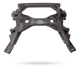 metal car subframe on a white isolated background. catalog of spare parts for vehicles