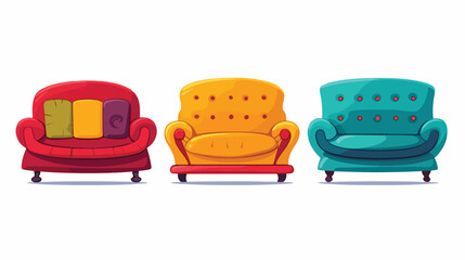 Illustration of the four colorful sofas on a white