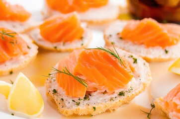.mini canapes with smoked salmon