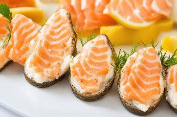 .mini canapes with smoked salmon